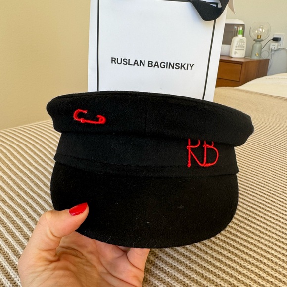 Ruslan Baginskiy Black Baker Cap with Red Embroidery - Picture 2 of 4